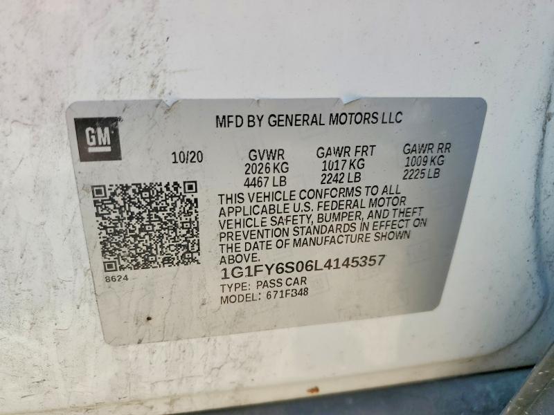 Aukcja sprzedaży 2020 Chevrolet Bolt Ev, vin: 1G1FY6S06L4145357, numer aukcji: 60969786