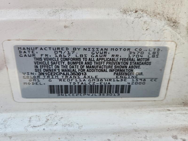 2018 Nissan Versa Note მანქანა იყიდება აუქციონზე, vin: 3N1CE2CP4JL353013, აუქციონის ნომერი: 61882816