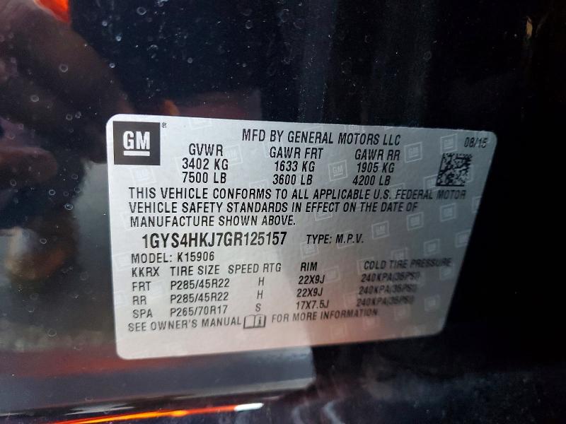 2016 Cadillac Escalade მანქანა იყიდება აუქციონზე, vin: 1GYS4HKJ7GR125157, აუქციონის ნომერი: 61602566