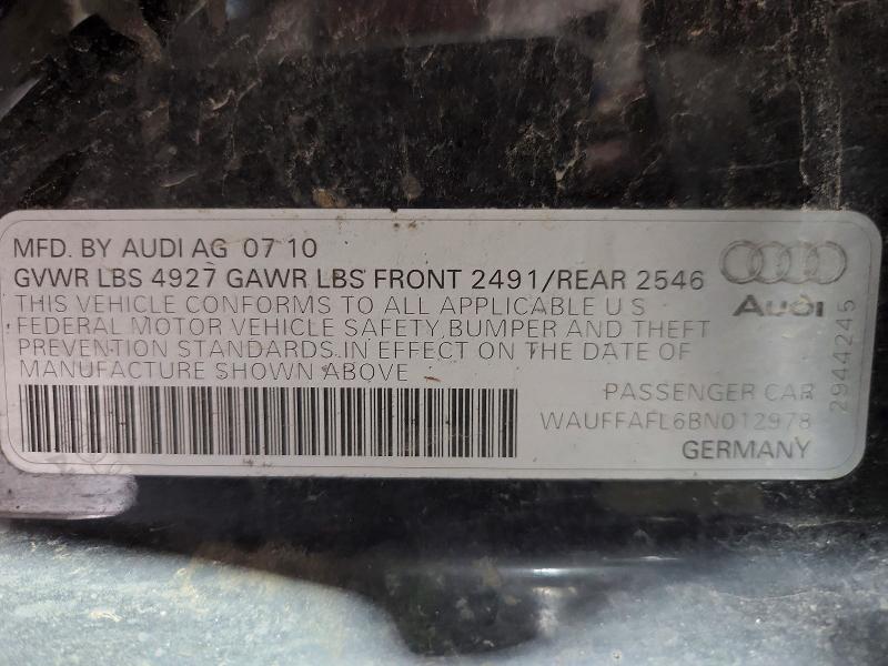 2011 Audi A4 მანქანა იყიდება აუქციონზე, vin: WAUFFAFL6BN012978, აუქციონის ნომერი: 59853846