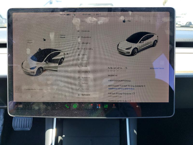 2019 Tesla Model 3 მანქანა იყიდება აუქციონზე, vin: 5YJ3E1EA3KF326952, აუქციონის ნომერი: 59298876