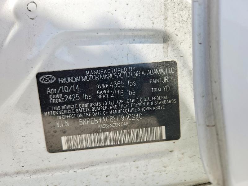 59734966 :رقم المزاد ، 5NPEB4AC8EH930240 vin ، 2014 Hyundai Sonata مزاد بيع