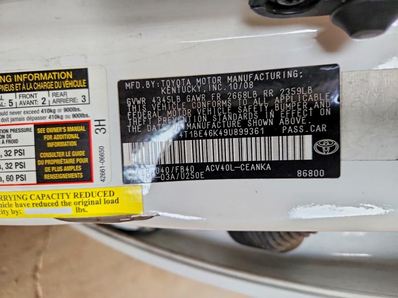 61399066 :رقم المزاد ، 4T1BE46K49U899361 vin ، 2009 Toyota Camry مزاد بيع