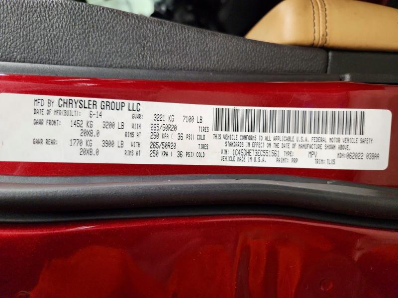 Продажа на аукционе авто 2014 Dodge Durango, vin: 1C4SDHET3EC551561, номер лота: 62622336