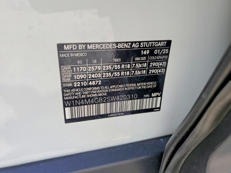 63384416 :رقم المزاد ، W1N4M4GB2SW420310 vin ، 2025 Mercedes-benz Glb مزاد بيع