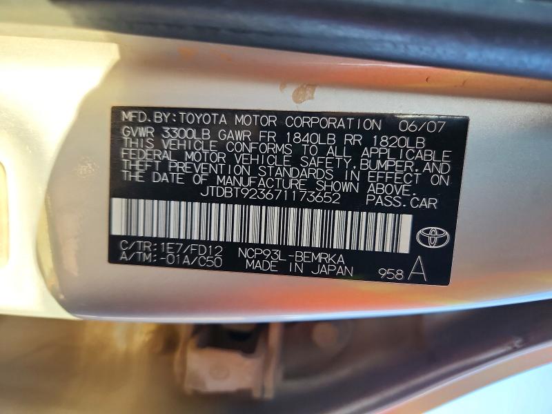 Продажа на аукционе авто 2007 Toyota Yaris, vin: JTDBT923671173652, номер лота: 60715416