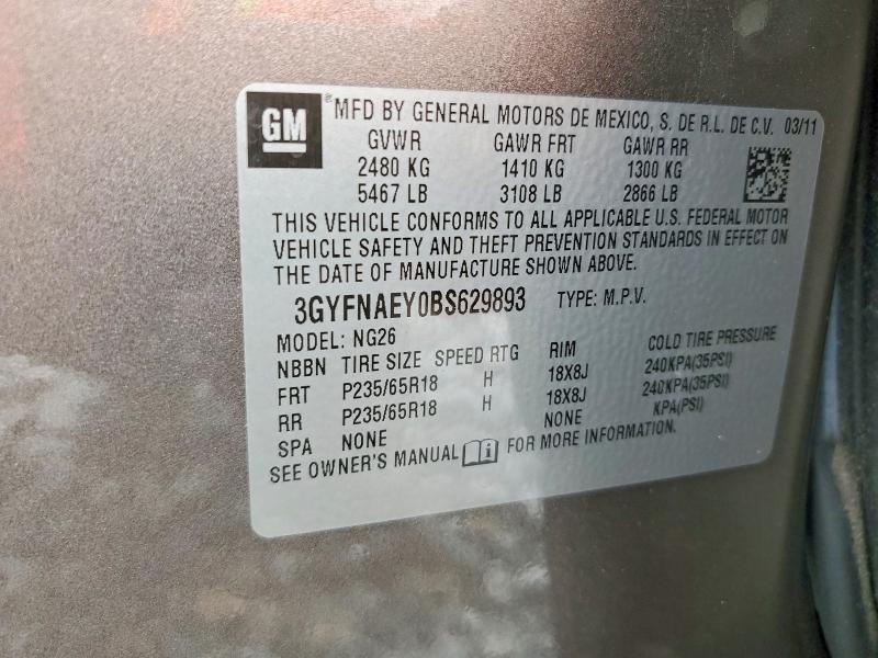Продажа на аукционе авто 2011 Cadillac Srx, vin: 3GYFNAEY0BS629893, номер лота: 62625406