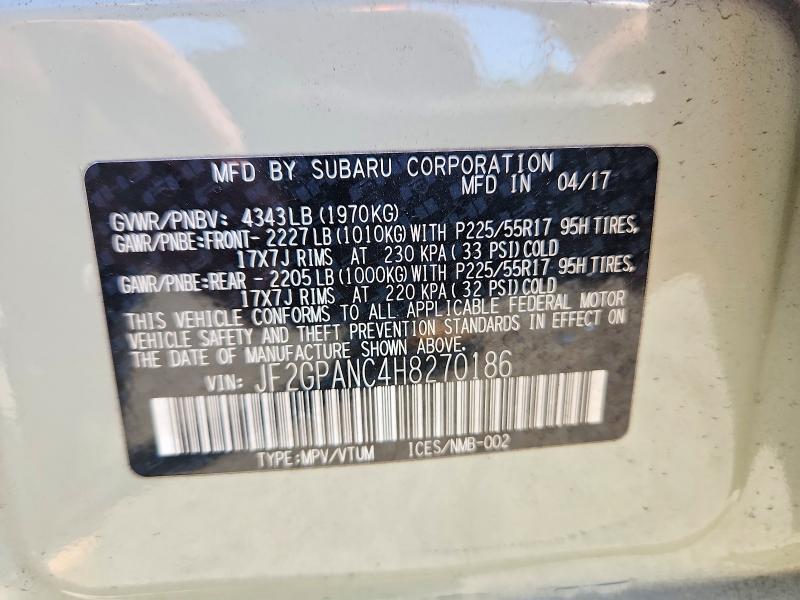 2017 Subaru Crosstrek მანქანა იყიდება აუქციონზე, vin: JF2GPANC4H8270186, აუქციონის ნომერი: 62718126