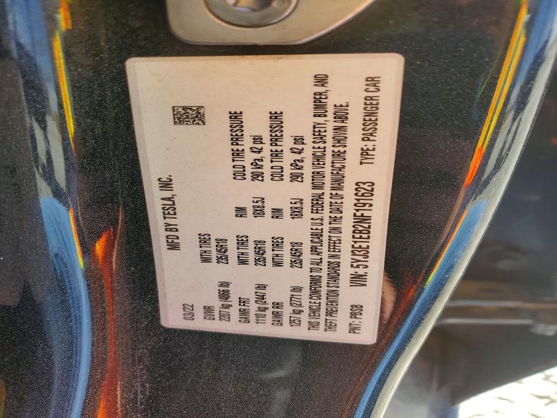 Aukcja sprzedaży 2022 Tesla Model 3, vin: 5YJ3E1EB2NF191623, numer aukcji: 60126236