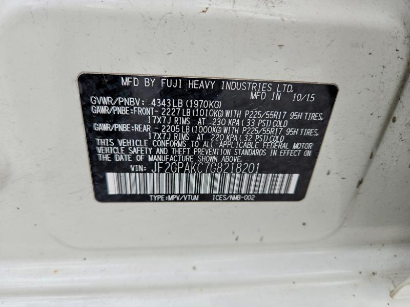 61720276 :رقم المزاد ، JF2GPAKC7G8218201 vin ، 2016 Subaru Crosstrek مزاد بيع