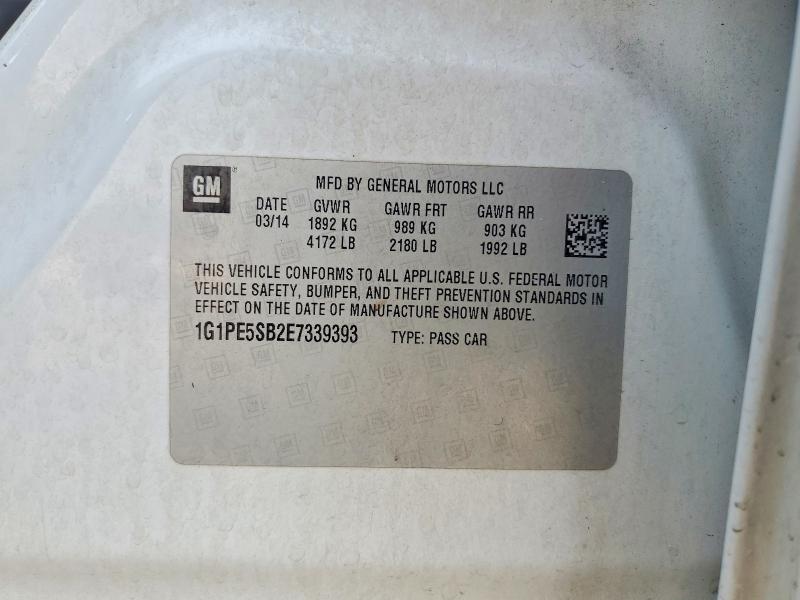 Продаж на аукціоні авто 2014 Chevrolet Cruze, vin: 1G1PE5SB2E7339393, номер лоту: 62351116