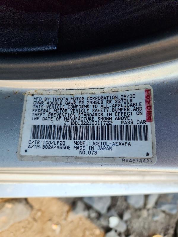 Aukcja sprzedaży 2001 Lexus Is, vin: JTHBD182210011722, numer aukcji: 61943976