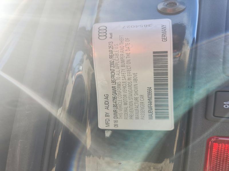 2017 Audi A4 მანქანა იყიდება აუქციონზე, vin: WAUENAF44HN039564, აუქციონის ნომერი: 60393736