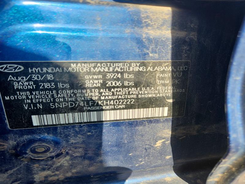 Aukcja sprzedaży 2019 Hyundai Elantra, vin: 5NPD74LF7KH402222, numer aukcji: 63068836