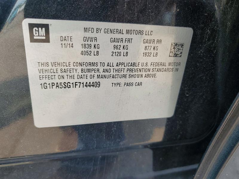 Auction sale of the 2015 Chevrolet Cruze, vin: 1G1PA5SG1F7144409, lot number: 59818756