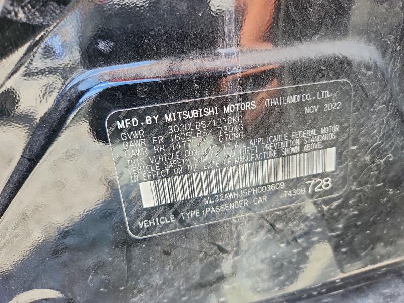 2023 Mitsubishi Mirage მანქანა იყიდება აუქციონზე, vin: ML32AWHJ5PH003609, აუქციონის ნომერი: 62845916