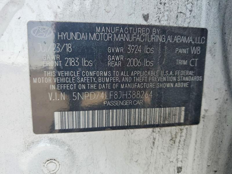 Aukcja sprzedaży 2018 Hyundai Elantra, vin: 5NPD74LF8JH388264, numer aukcji: 60832146