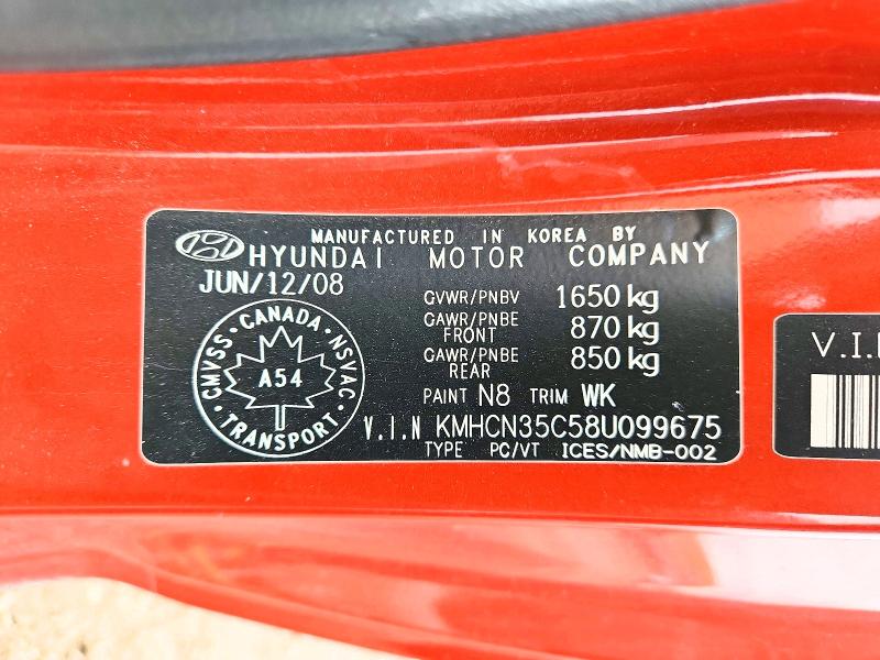 61885976 :رقم المزاد ، KMHCN35C58U099675 vin ، 2008 Hyundai Accent مزاد بيع