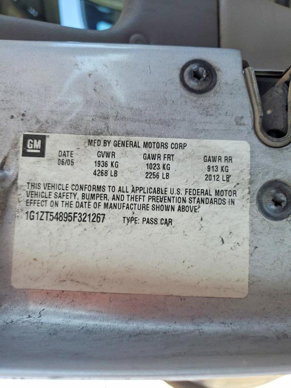 2005 Chevrolet Malibu მანქანა იყიდება აუქციონზე, vin: 1G1ZT54895F321267, აუქციონის ნომერი: 57022046
