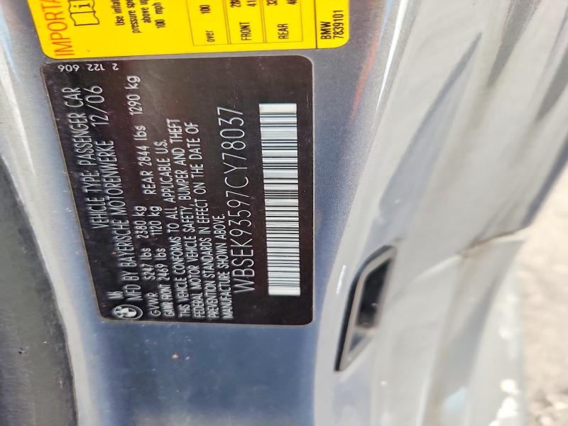 Продажа на аукционе авто 2007 Bmw M6, vin: WBSEK93597CY78037, номер лота: 59690776