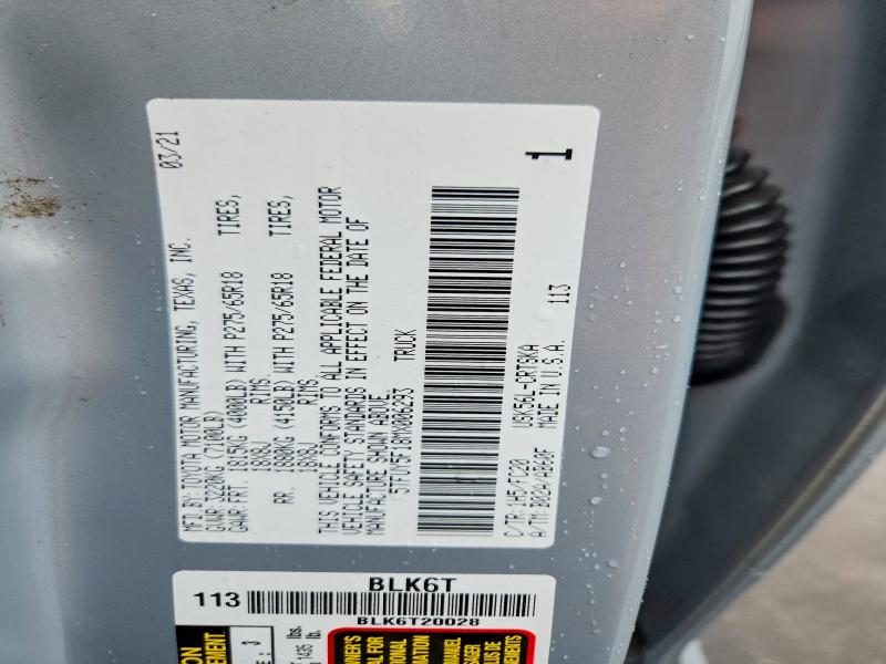 Aukcja sprzedaży 2021 Toyota Tundra, vin: 5TFUY5F18MX006293, numer aukcji: 62642106