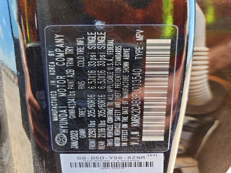 2023 Hyundai Kona მანქანა იყიდება აუქციონზე, vin: KM8K2CAB3PU013540, აუქციონის ნომერი: 59725406