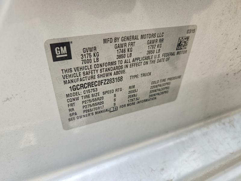 62983976 :رقم المزاد ، 1GCRCREC0FZ283168 vin ، 2015 Chevrolet Silverado مزاد بيع