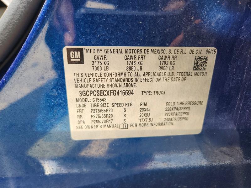 2015 Chevrolet Silverado მანქანა იყიდება აუქციონზე, vin: 3GCPCSECXFG416694, აუქციონის ნომერი: 61757436