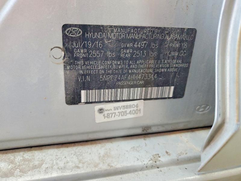 59827196 :رقم المزاد ، 5NPE24AF4HH473344 vin ، 2017 Hyundai Sonata مزاد بيع