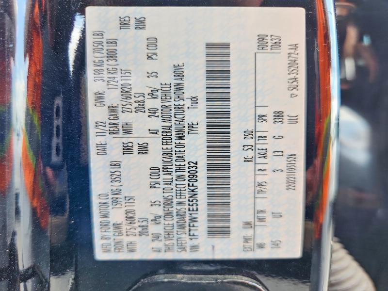 Продажа на аукционе авто 2022 Ford F150, vin: 1FTFW1E55NKF09032, номер лота: 59389246
