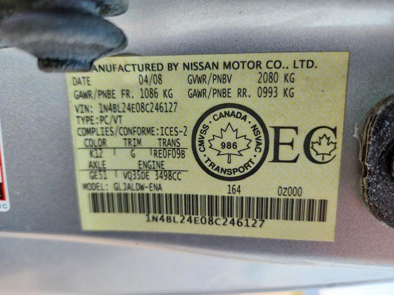 Aukcja sprzedaży 2008 Nissan Altima, vin: 1N4BL24E08C246127, numer aukcji: 63425436