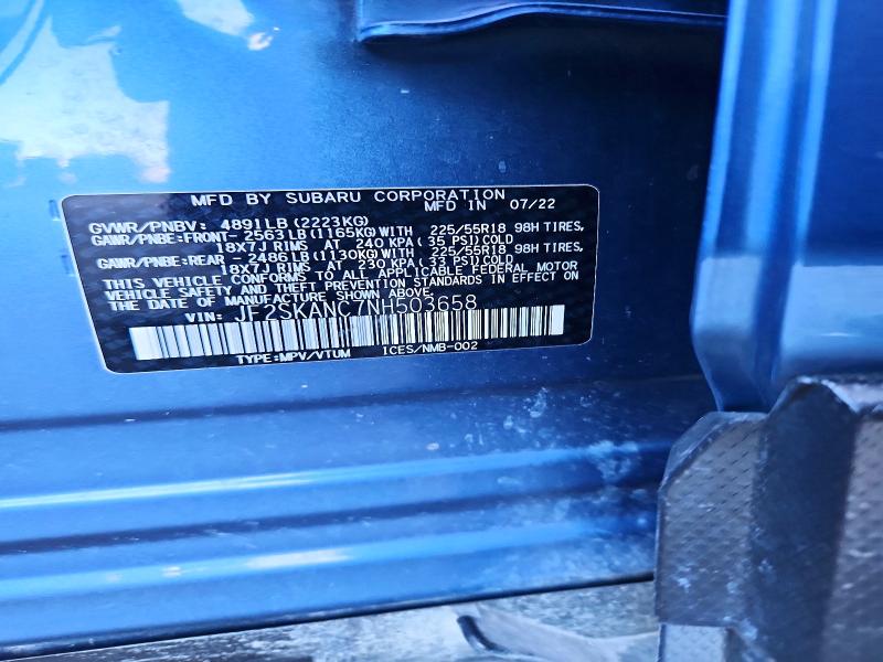 Aukcja sprzedaży 2022 Subaru Forester, vin: JF2SKANC7NH503658, numer aukcji: 59396486