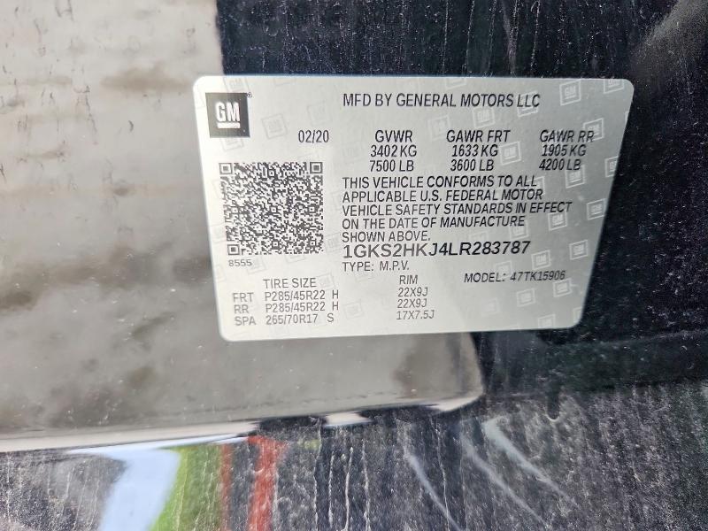 60128156 :رقم المزاد ، 1GKS2HKJ4LR283787 vin ، 2020 Gmc Yukon Xl مزاد بيع