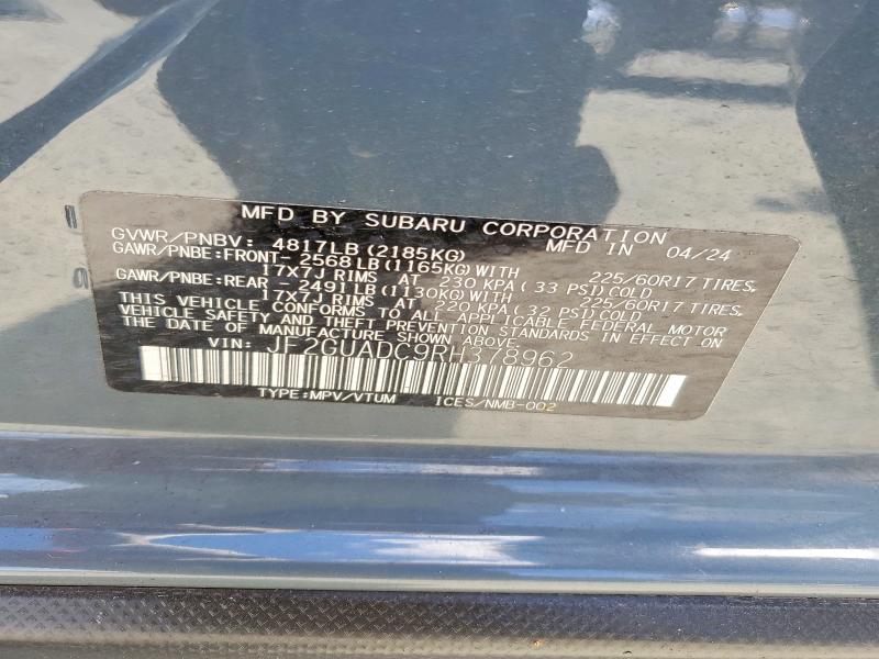 Продажа на аукционе авто 2024 Subaru Crosstrek, vin: JF2GUADC9RH378962, номер лота: 62858846