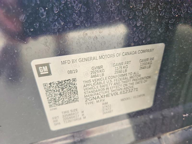 61400206 :رقم المزاد ، 2GNAXHEV0L6123271 vin ، 2020 Chevrolet Equinox مزاد بيع