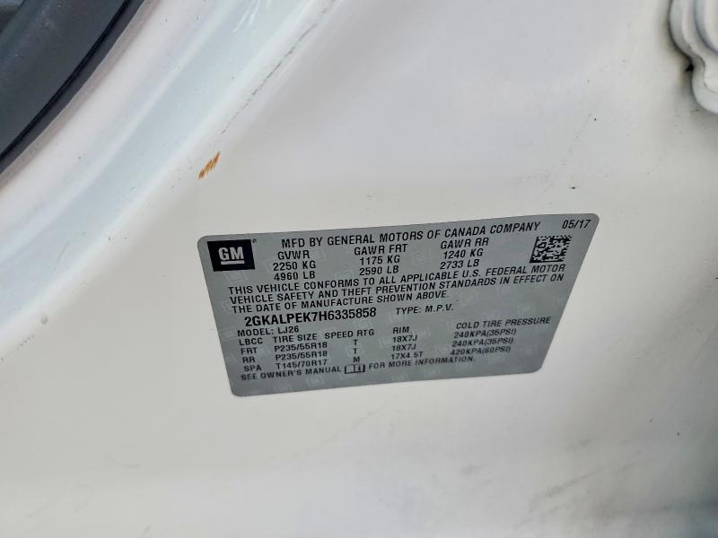 Aukcja sprzedaży 2017 Gmc Terrain, vin: 2GKALPEK7H6335858, numer aukcji: 62665446
