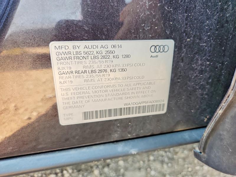 Продаж на аукціоні авто 2015 Audi Q5, vin: WA1DGAFP5FA008924, номер лоту: 62934436
