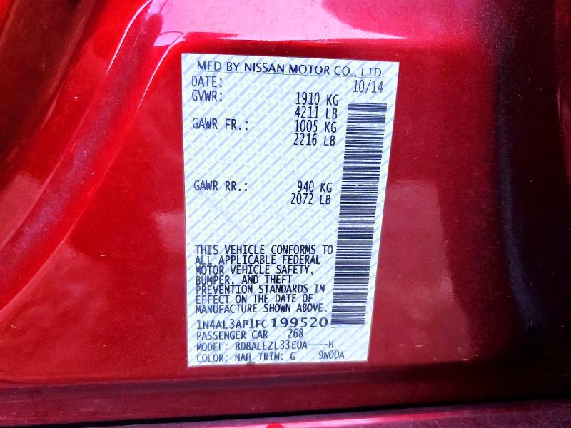 Aukcja sprzedaży 2015 Nissan Altima, vin: 1N4AL3AP1FC199520, numer aukcji: 61059936