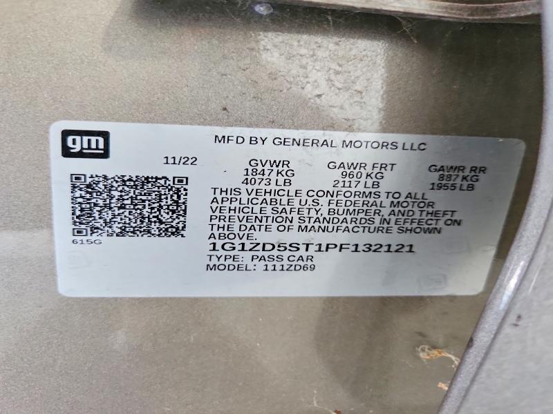 Продажа на аукционе авто 2023 Chevrolet Malibu, vin: 1G1ZD5ST1PF132121, номер лота: 59123686