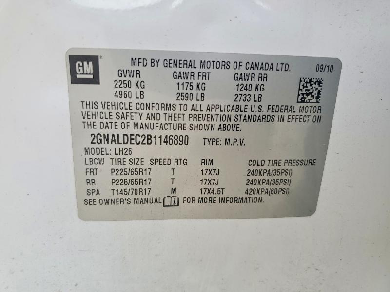 Aukcja sprzedaży 2011 Chevrolet Equinox, vin: 2GNALDEC2B1146890, numer aukcji: 59190806