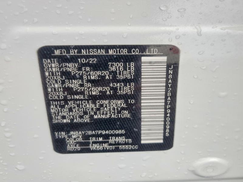 Aukcja sprzedaży 2023 Nissan Armada, vin: JN8AY2BA7P9400985, numer aukcji: 63218496