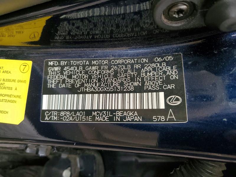 Aukcja sprzedaży 2005 Lexus Es, vin: JTHBA30GX55131238, numer aukcji: 63097036