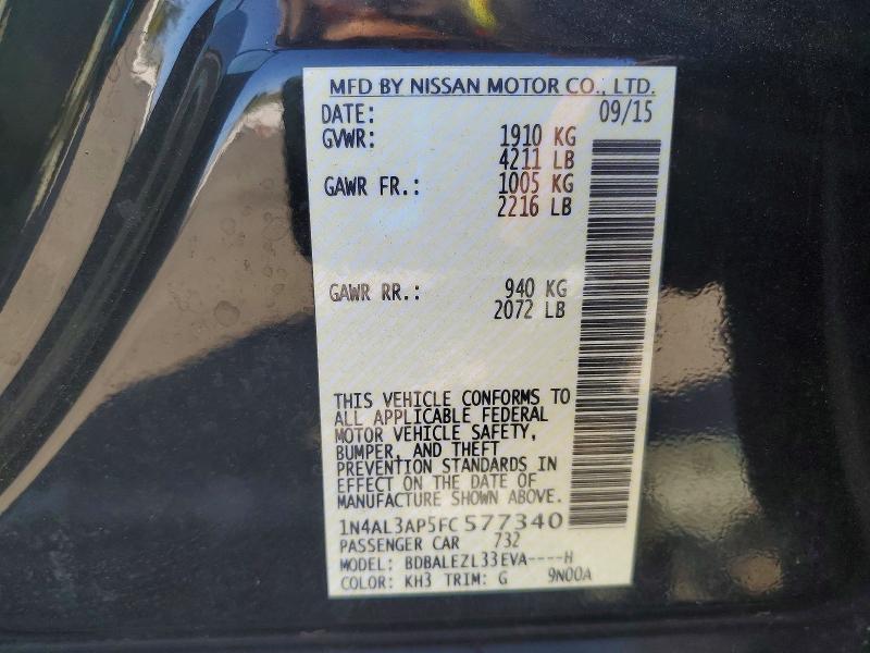 Продаж на аукціоні авто 2015 Nissan Altima, vin: 1N4AL3AP5FC577340, номер лоту: 61388756