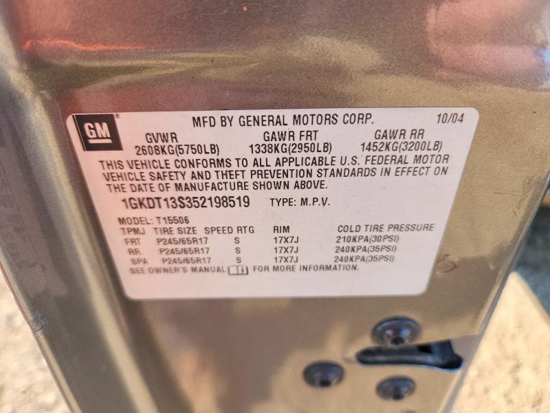 59824906 :رقم المزاد ، 1GKDT13S352198519 vin ، 2005 Gmc Envoy مزاد بيع