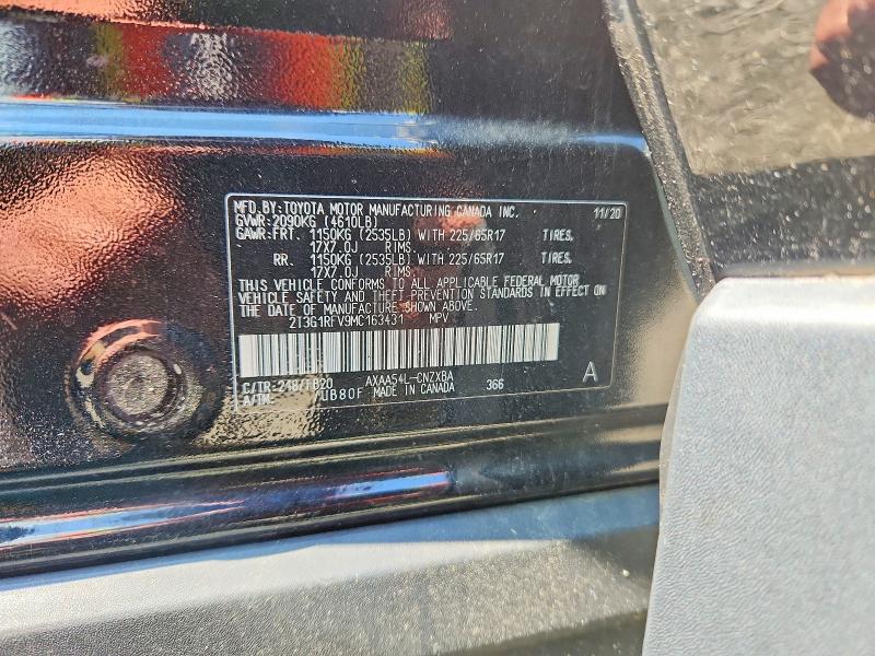 60419326 :رقم المزاد ، 2T3G1RFV9MC163431 vin ، 2021 Toyota Rav4 مزاد بيع