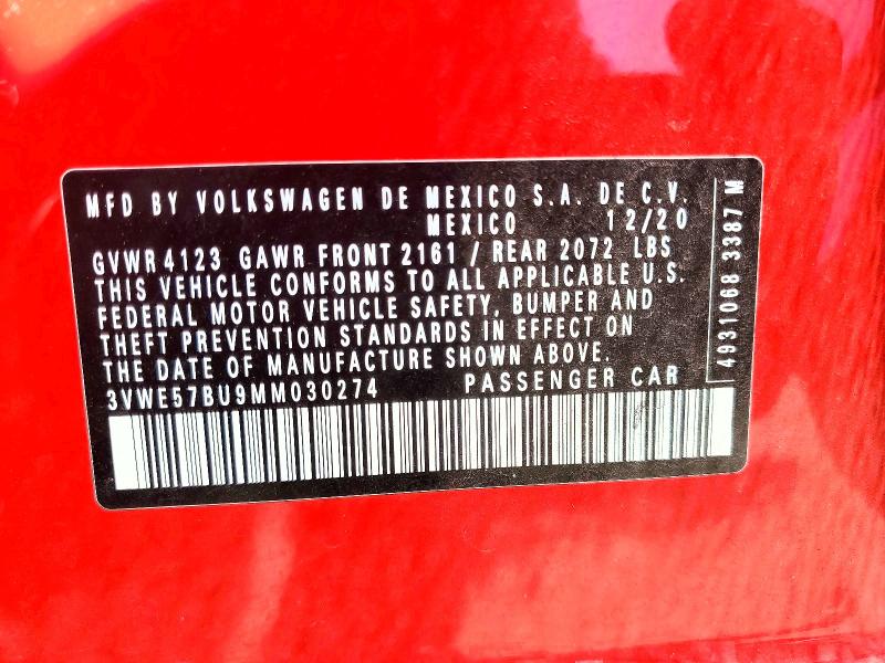 Продажа на аукционе авто 2021 Volkswagen Jetta, vin: 3VWE57BU9MM030274, номер лота: 63018146