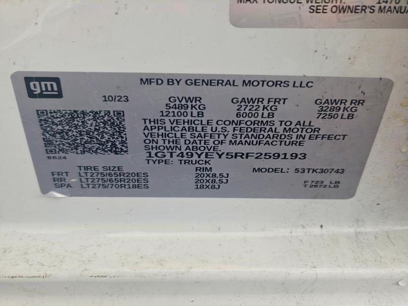 Продаж на аукціоні авто 2024 Gmc Sierra, vin: 1GT49YEY5RF259193, номер лоту: 62944596