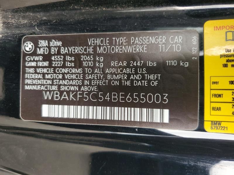2011 Bmw 328 მანქანა იყიდება აუქციონზე, vin: WBAKF5C54BE655003, აუქციონის ნომერი: 58964716