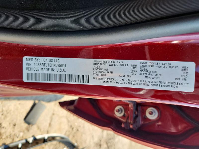 2023 Ram 1500 მანქანა იყიდება აუქციონზე, vin: 1C6SRFJT0PN595091, აუქციონის ნომერი: 62979296