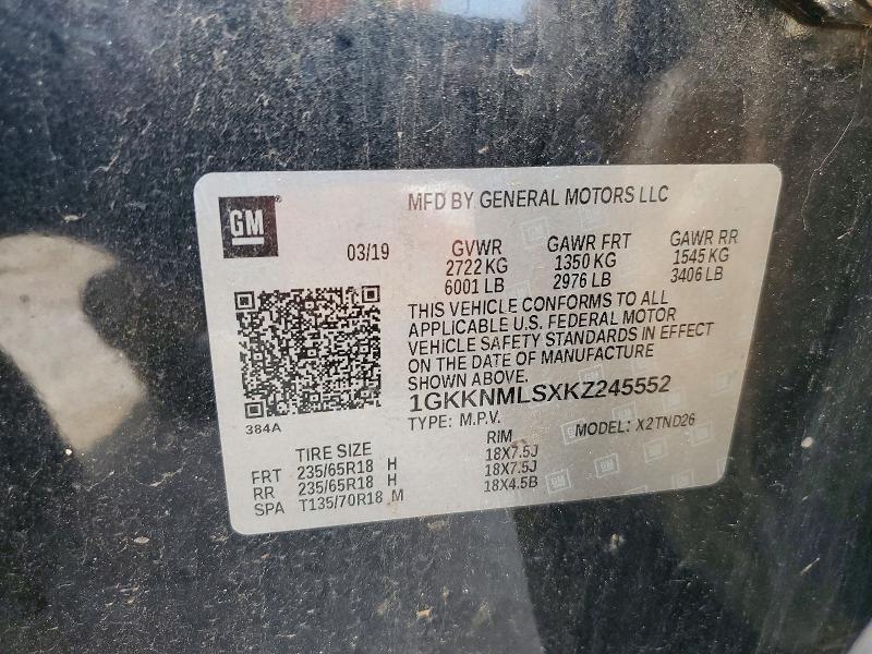 Продаж на аукціоні авто 2019 Gmc Acadia, vin: 1GKKNMLSXKZ245552, номер лоту: 62051506